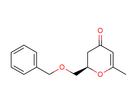 Molecular Structure of 175030-58-7 (2-benzyloxymethyl-6-methyl-(2R)-2,3-dihydropyran-4-one)