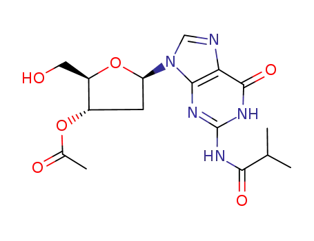 Molecular Structure of 74925-81-8 (Guanosine, 2'-deoxy-N-(2-methyl-1-oxopropyl)-, 3'-acetate)
