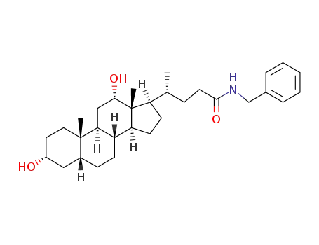 Molecular Structure of 86678-91-3 ((R)-N-benzyl-4-((3R,5R,8R,9S,10S,12S,13R,14S,17R)-3,12-dihydroxy-10,13-dimethylhexadecahydro-1H-cyclopenta[a]phenanthren-17-yl)pentanamide)