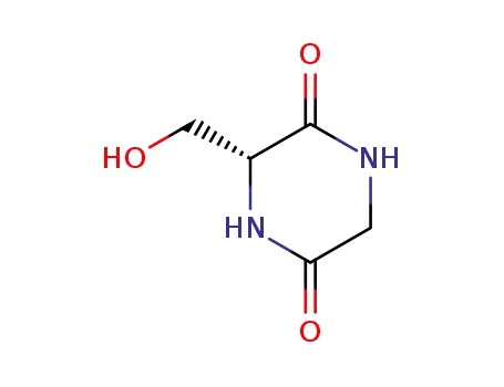 Molecular Structure of 126766-09-4 (2,5-Piperazinedione, 3-(hydroxymethyl)-, (3R)- (9CI))