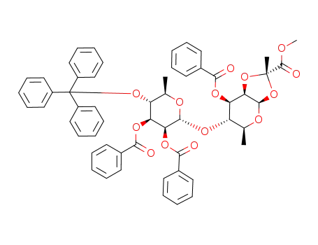 3-O-Benzoyl-4-O-(2,3-di-O-benzoyl-4-O-trityl-α-D-rhamnopyranosyl)-1,2-O-[1-(exo-methoxycarbonyl)ethylidene]-β-L-rhamnopyranose