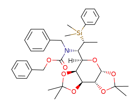 Benzyl-[(1S,2R)-2-(dimethyl-phenyl-silanyl)-1-((3aR,5R,5aS,8aS,8bR)-2,2,7,7-tetramethyl-tetrahydro-bis[1,3]dioxolo[4,5-b;4',5'-d]pyran-5-yl)-propyl]-carbamic acid benzyl ester