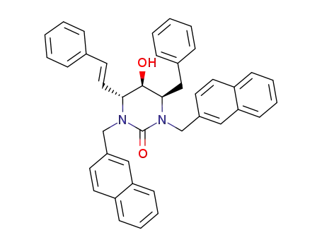 Molecular Structure of 167937-46-4 ((4R,5S,6R)-4-Benzyl-5-hydroxy-1,3-bis-naphthalen-2-ylmethyl-6-((E)-styryl)-tetrahydro-pyrimidin-2-one)