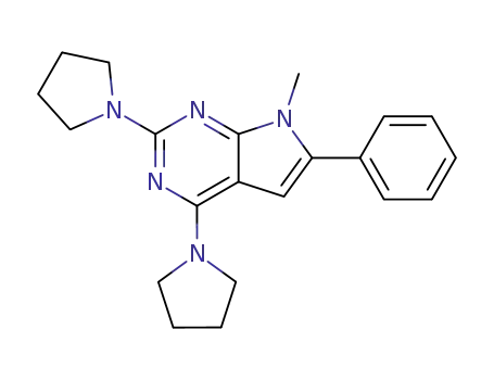 Molecular Structure of 157012-18-5 (7H-Pyrrolo[2,3-d]pyrimidine,7-methyl-6-phenyl-2,4-di-1-pyrrolidinyl-)