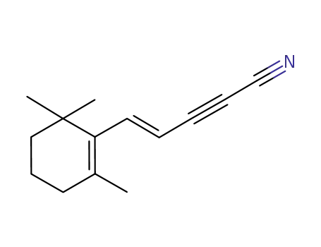 Molecular Structure of 173214-57-8 ((E)-5-(2,6,6-TRIMETHYL-1-CYCLOHEXEN-1-YL)-PENT-4-EN-2-YNENITRILE)