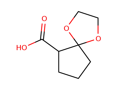 Molecular Structure of 38853-85-9 (1,4-Dioxaspiro[4.4]nonane-6-carboxylic acid)