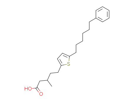 Molecular Structure of 88336-91-8 (2-Thiophenepentanoic acid, b-methyl-5-(6-phenylhexyl)-)
