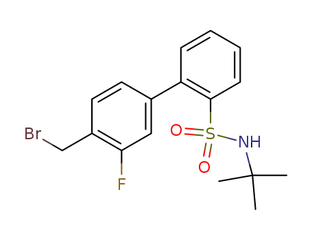 Molecular Structure of 159547-21-4 ([1,1'-Biphenyl]-2-sulfonamide,
4'-(bromomethyl)-N-(1,1-dimethylethyl)-3'-fluoro-)
