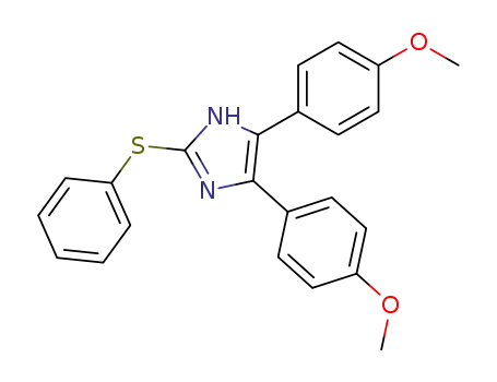 Molecular Structure of 81527-18-6 (1H-Imidazole, 4,5-bis(4-methoxyphenyl)-2-(phenylthio)-)