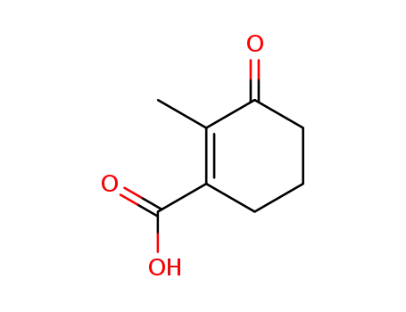 Molecular Structure of 65456-67-9 (1-Cyclohexene-1-carboxylic acid, 2-methyl-3-oxo-)