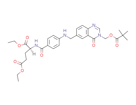 Molecular Structure of 106585-62-0 (Diethyl N-(4-(((3,4-dihydro-4-oxo-3-((pivaloyl)oxy) methyl-6-quinazolinyl)methyl)amino)benzoyl)-L-glutamate)