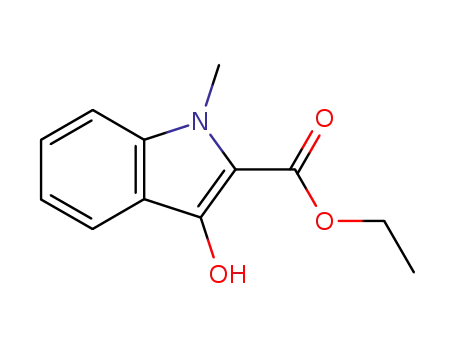 Molecular Structure of 42871-90-9 (1H-Indole-2-carboxylic acid, 3-hydroxy-1-methyl-, ethyl ester)