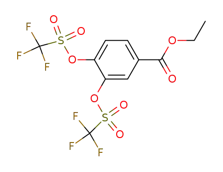 Molecular Structure of 185038-21-5 (Benzoic acid, 3,4-bis[[(trifluoromethyl)sulfonyl]oxy]-, ethyl ester)