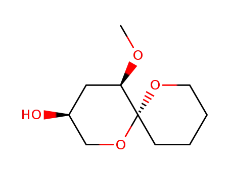 Molecular Structure of 191659-86-6 (1,7-Dioxaspiro5.5undecan-3-ol, 5-methoxy-, (3.alpha.,5.alpha.,6.beta.)-)