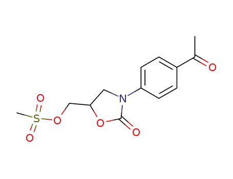 Molecular Structure of 139225-43-7 (2-Oxazolidinone, 3-(4-acetylphenyl)-5-[[(methylsulfonyl)oxy]methyl]-)