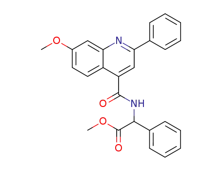 Molecular Structure of 174635-54-2 (Benzeneacetic acid,
a-[[(7-methoxy-2-phenyl-4-quinolinyl)carbonyl]amino]-, methyl ester)