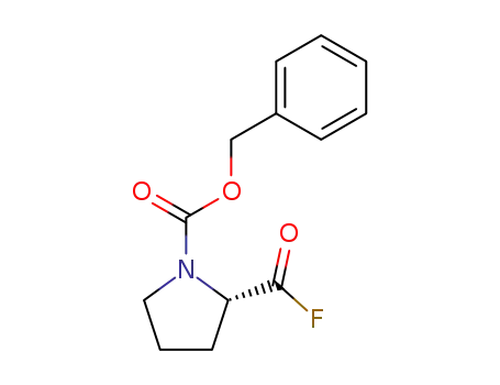 Molecular Structure of 133010-21-6 (1-Pyrrolidinecarboxylic acid, 2-(fluorocarbonyl)-, phenylmethyl ester,
(2S)-)