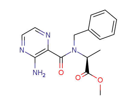 Molecular Structure of 174198-34-6 (N-benzyl-N-((1S)-1-methoxycarbonyl)ethyl-3-aminopyrazine-2-carboxamide)