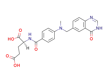 Molecular Structure of 106585-67-5 (N-(4-(N-((3,4-dihydro-4-oxo-6-quinazolinyl)methyl) methylamino)benzoyl)-L-glutamic acid)