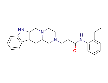 Molecular Structure of 100221-99-6 (N-(2-Ethyl-phenyl)-3-(3,4,6,7,12,12a-hexahydro-1H-pyrazino[1',2':1,6]pyrido[3,4-b]indol-2-yl)-propionamide)