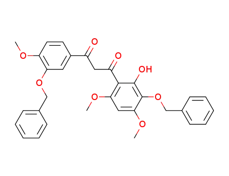 Molecular Structure of 89456-18-8 (1,3-Propanedione,
1-[2-hydroxy-4,6-dimethoxy-3-(phenylmethoxy)phenyl]-3-[4-methoxy-3-(
phenylmethoxy)phenyl]-)