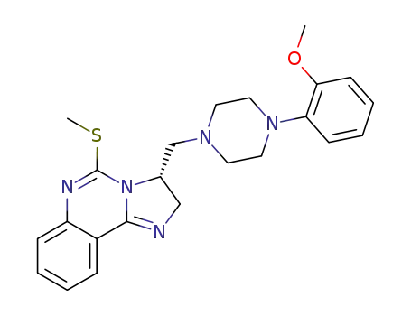 Molecular Structure of 180959-13-1 (Imidazo[1,2-c]quinazoline,
2,3-dihydro-3-[[4-(2-methoxyphenyl)-1-piperazinyl]methyl]-5-(methylthio)
-, (3R)-)