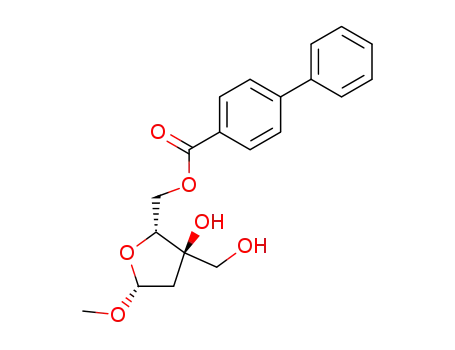 Molecular Structure of 172293-93-5 (Biphenyl-4-carboxylic acid (2R,3R,5R)-3-hydroxy-3-hydroxymethyl-5-methoxy-tetrahydro-furan-2-ylmethyl ester)