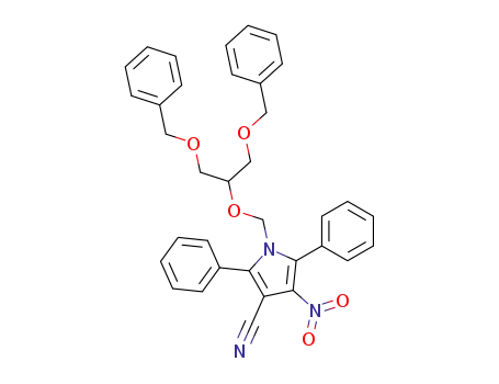 Molecular Structure of 205751-54-8 (1-(2-Benzyloxy-1-benzyloxymethyl-ethoxymethyl)-4-nitro-2,5-diphenyl-1H-pyrrole-3-carbonitrile)