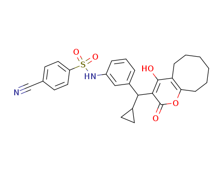 (R)-4-CYANO-N-(3-(CYCLOPROPYL(5,6,7,8,9,10-HEXAHYDRO-4-HYDROXY-2-OXO-2H-CYCLOOCTA[B]PYRAN-3-YL)METHYL)PHENYL) BENZENESULFONAMIDECAS