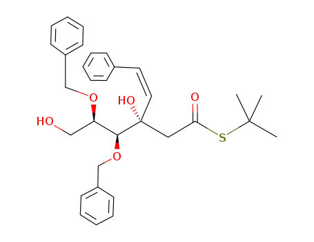 (3S,4S,5R)-4,5-Bis-benzyloxy-3,6-dihydroxy-3-((Z)-styryl)-hexanethioic acid S-tert-butyl ester