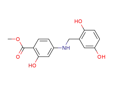Molecular Structure of 151391-92-3 (methyl 4-[(2,5-dihydroxybenzyl)amino]-2-hydroxybenzoate)
