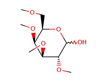Molecular Structure of 1139-97-5 ((3R,4S,5S,6R)-3,4,5-Trimethoxy-6-methoxymethyl-tetrahydro-pyran-2-ol)
