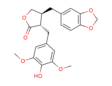 2(3H)-Furanone,
4-(1,3-benzodioxol-5-ylmethyl)dihydro-3-[(4-hydroxy-3,5-dimethoxyphen
yl)methyl]-, (3R,4R)-rel-