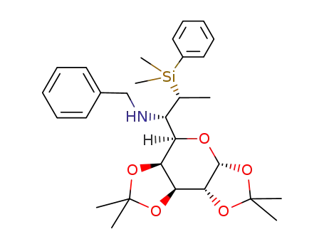 Benzyl-[(1S,2R)-2-(dimethyl-phenyl-silanyl)-1-((3aR,5R,5aS,8aS,8bR)-2,2,7,7-tetramethyl-tetrahydro-bis[1,3]dioxolo[4,5-b;4',5'-d]pyran-5-yl)-propyl]-amine