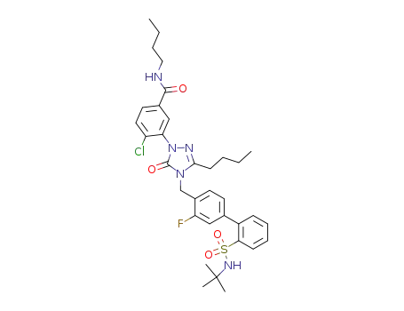 5-n-butyl-2-[5-(N-n-butylcarbamoyl)-2-chlorophenyl]-4-[[2'-(N-t-butylsulfamoyl)-3-fluorobiphenyl-4-yl]methyl]-2,4-dihydro-3H-1,2,4-triazol-3-one