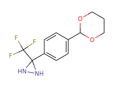 Molecular Structure of 149183-54-0 (3-(4-(2-(1,3-dioxanyl))phenyl)-3-(trifluoromethyl)diaziridine)