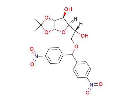 Molecular Structure of 112400-00-7 ((3aR,5R,6S,6aR)-5-{(R)-2-[Bis-(4-nitro-phenyl)-methoxy]-1-hydroxy-ethyl}-2,2-dimethyl-tetrahydro-furo[2,3-d][1,3]dioxol-6-ol)