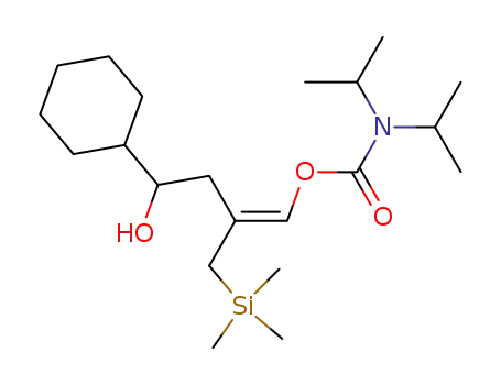 Molecular Structure of 307344-42-9 (Carbamic acid, bis(1-methylethyl)-,
(1E)-4-cyclohexyl-4-hydroxy-2-[(trimethylsilyl)methyl]-1-butenyl ester)