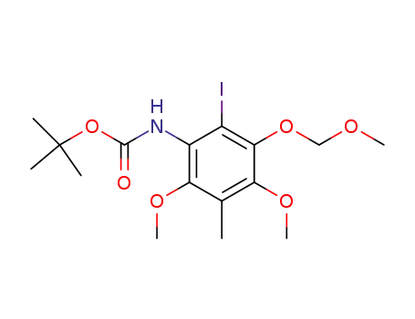 Molecular Structure of 227084-62-0 ([N-(tert-butyloxycarbonyl)amino]-2,4-dimethoxy-6-iodo-5-(methoxymethoxy)-3-methylbenzene)