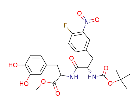 Molecular Structure of 203311-01-7 (methyl N-[N-(tert-butyloxycarbonyl)-L-(3,4-dihydroxyphenylalanyl)]-L-4-fluoro-3-nitrophenylalanine)