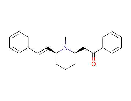 Molecular Structure of 324078-36-6 (cis-2S,6R-N-methyl-6-phenacyl-2-trans-styrylpiperidine)