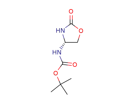Molecular Structure of 82933-44-6 (Carbamic acid, [(4S)-2-oxo-4-oxazolidinyl]-, 1,1-dimethylethyl ester)