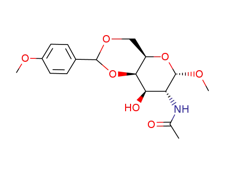 Molecular Structure of 188666-34-4 (N-Acetyl-4,6-(p-methoxybenzylidene)-2-deoxy-1-O-methyl-a-D-galactosamine)