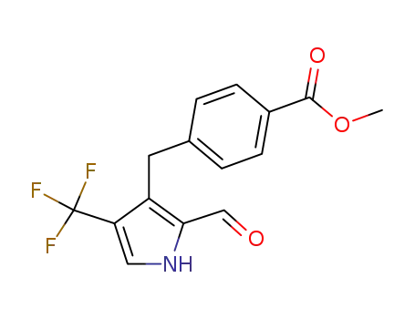 Molecular Structure of 189287-40-9 (Benzoic acid, 4-[[2-formyl-4-(trifluoromethyl)-1H-pyrrol-3-yl]methyl]-,
methyl ester)