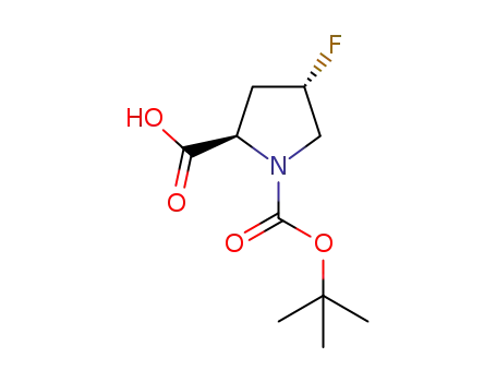 Molecular Structure of 681128-50-7 ((2R,4S)-1-(tert-butoxycarbonyl)-4-fluoropyrrolidine-2-carboxylic acid)