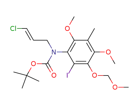 Molecular Structure of 252204-14-1 ([N-(tert-butyloxycarbonyl)-N-(3-chloro-2-propen-1-yl)amino]-2,4-dimethoxy-6-iodo-5-(methoxymethoxy)-3-methylbenzene)