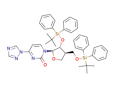 1-((1R,2R,3R)-tetrahydro-2-(1,1-dimethylethyldiphenyl)-silyloxy-3-(1,1-dimethylethyldiphenyl)-silyloxymethyl-1-furanyl)-4-(1,2,4-triazol-1-yl)-2(1H)-pyrimidinone