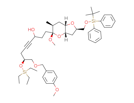 (S)-1-[(2R,3aS,5R,6S,7aS)-2-(tert-Butyl-diphenyl-silanyloxymethyl)-5-methoxy-6-methyl-hexahydro-furo[3,2-b]pyran-5-yl]-8-(4-methoxy-benzyloxy)-7-triethylsilanyloxy-oct-4-yn-3-ol
