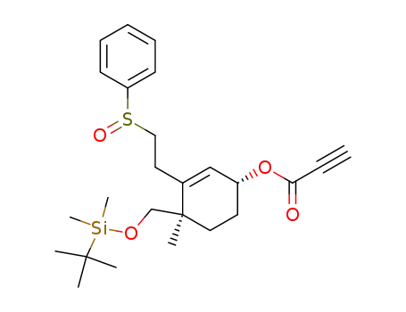 Molecular Structure of 331627-29-3 ((1R,4R)-4-tert-butyldimethylsilyloxymethyl-4-methyl-3-(2-phenylsulfinylethyl)-2-cyclohexenyl propiolate)