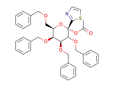Molecular Structure of 160584-11-2 (1-O-Acetyl-2,3,4,6-tetra-O-benzyl-1-(2-thiazolyl)-α-D-galactopyranose)